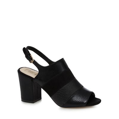Black 'Stephanie' mid block heel mule sandals